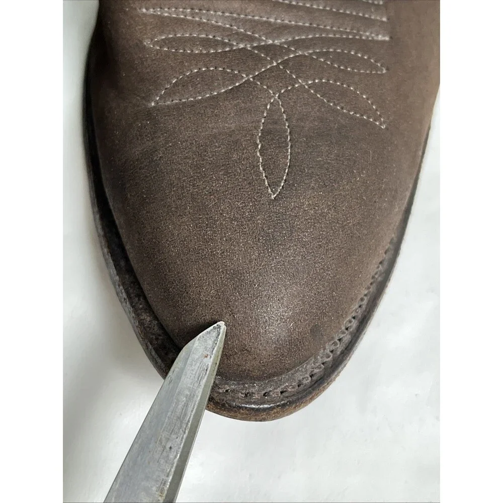 VTG Nocona Cowboy Boots Mens 9.5D Made In USA Brown Leather Western Snip Toe USA